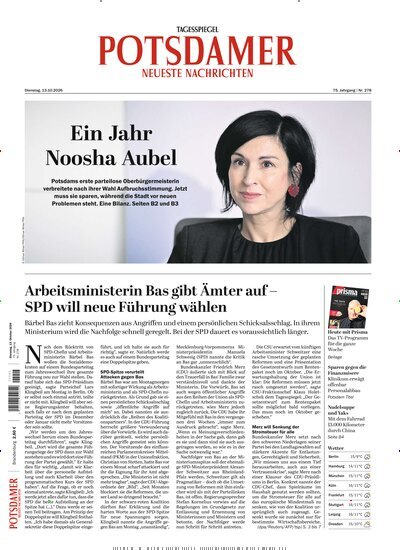 Titelbild der Ausgabe 238/2026 von Potsdamer Neueste Nachrichten. Diese Zeitschrift und viele weitere Zeitungsabos als Abo oder epaper bei United Kiosk online kaufen.