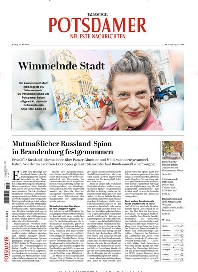 Titelbild der Ausgabe 247/2026 von Potsdamer Neueste Nachrichten. Diese Zeitschrift und viele weitere Zeitungsabos als Abo oder epaper bei United Kiosk online kaufen.