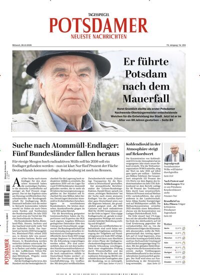 Titelbild der Ausgabe 251/2026 von Potsdamer Neueste Nachrichten. Diese Zeitschrift und viele weitere Zeitungsabos als Abo oder epaper bei United Kiosk online kaufen.