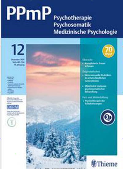 Titelbild der Ausgabe 12/2020 von PPmP - Psychotherapie, Psychosomatik, Medizinische Psychologie. Diese Zeitschrift und viele weitere Pflegezeitschriften und medizinische Fachzeitschriften als Abo oder epaper bei United Kiosk online kaufen.