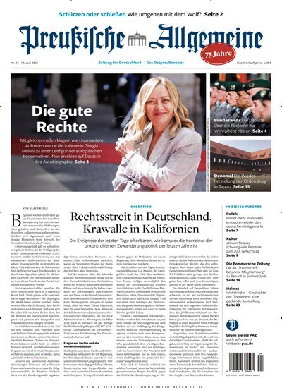 Titelbild der Ausgabe 24/2025 von Preußische Allgemeine Zeitung. Diese Zeitschrift und viele weitere Zeitungsabos als Abo oder epaper bei United Kiosk online kaufen.