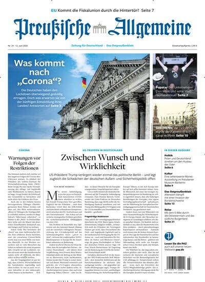 Preußische Allgemeine Zeitung als Abo und epaper Zeitung bei United Kiosk