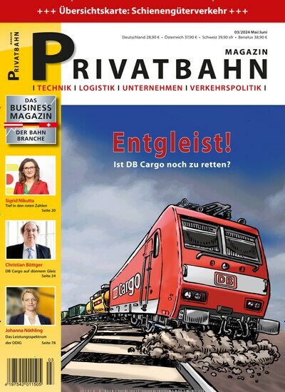 Titelbild der Ausgabe 3/2024 von Privatbahn Magazin. Diese Zeitschrift und viele weitere Logistikmagazine und Medienmagazine als Abo oder epaper bei United Kiosk online kaufen.
