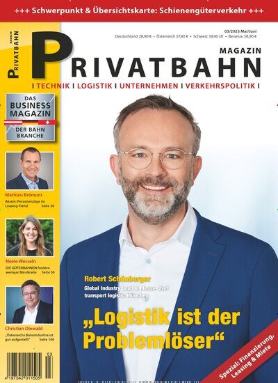 Titelbild der Ausgabe 3/2025 von Privatbahn Magazin. Diese Zeitschrift und viele weitere Logistikmagazine und Medienmagazine als Abo oder epaper bei United Kiosk online kaufen.