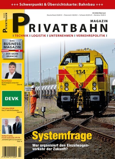 Titelbild der Ausgabe 3/2026 von Privatbahn Magazin. Diese Zeitschrift und viele weitere Logistikmagazine und Medienmagazine als Abo oder epaper bei United Kiosk online kaufen.