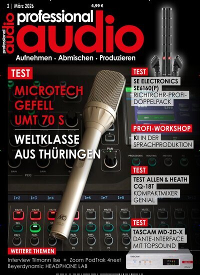 Titelbild der Ausgabe 2/2026 von professional audio. Diese Zeitschrift und viele weitere Audiomagazine, Filmmagazine und Fotozeitschriften als Abo oder epaper bei United Kiosk online kaufen.