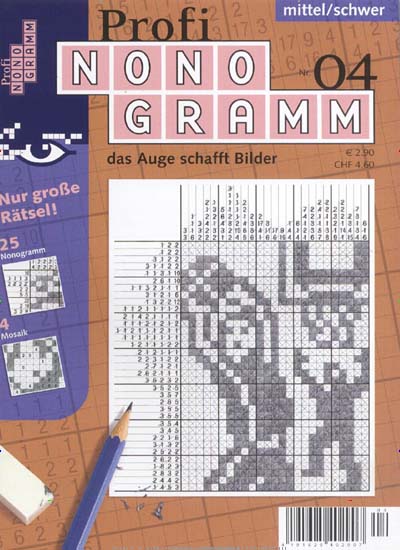 Profi Nonogramm aktuelles Titelbild Ausgabe 4/2010 Aktuelles Titelbild von Profi Nonogramm. Entdecken Sie jetzt die Ausgabe 4/2010. Lesen Sie gerne Groschenromane und Rätselhefte? Dann empfehlen wir Ihnen Profi Nonogramm als Abo oder Geschenkabo.
