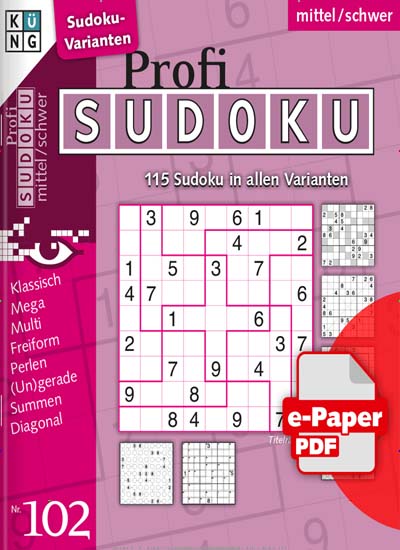 Titelbild der Ausgabe 102/2021 von Profi Sudoku. Diese Zeitschrift und viele weitere Groschenromane und Rätselhefte als Abo oder epaper bei United Kiosk online kaufen.