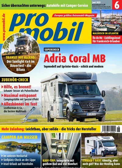 Titelbild der Ausgabe 6/2025 von promobil. Diese Zeitschrift und viele weitere Automagazine und Motorradzeitschriften als Abo oder epaper bei United Kiosk online kaufen.