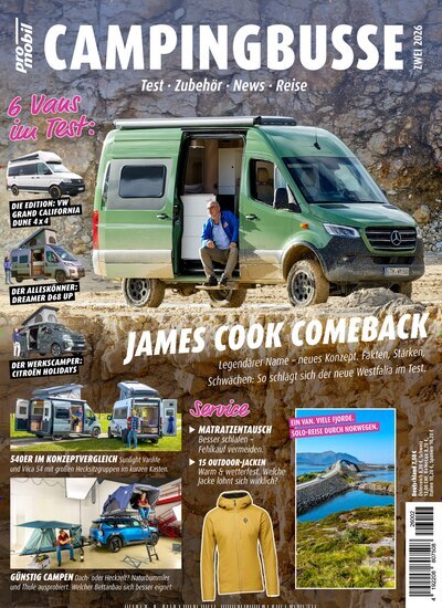 Titelbild der Ausgabe 2/2026 von promobil Campingbusse. Diese Zeitschrift und viele weitere Automagazine und Motorradzeitschriften als Abo oder epaper bei United Kiosk online kaufen.