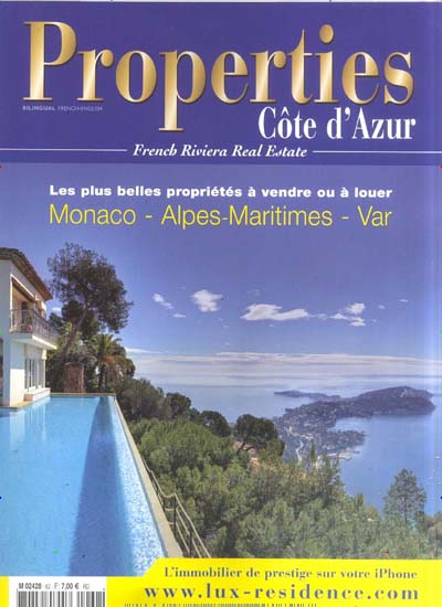 Properties Côte d Azur aktuelles Titelbild Ausgabe 62/2011 Aktuelles Titelbild von Properties Côte d Azur. Entdecken Sie jetzt die Ausgabe 62/2011. Lesen Sie gerne Wirtschaftsmagazine und Politikmagazine? Dann empfehlen wir Ihnen Properties Côte d Azur als Abo oder Geschenkabo.
