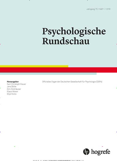 Titelbild der Ausgabe 1/2019 von Psychologische Rundschau. Diese Zeitschrift und viele weitere Pflegezeitschriften und medizinische Fachzeitschriften als Abo oder epaper bei United Kiosk online kaufen.