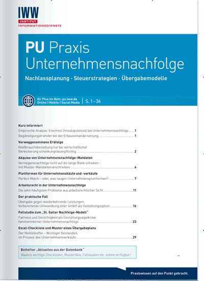 Titelbild der Ausgabe 2/2021 von PU Praxis Unternehmensnachfolge. Diese Zeitschrift und viele weitere Businessmagazine als Abo oder epaper bei United Kiosk online kaufen.