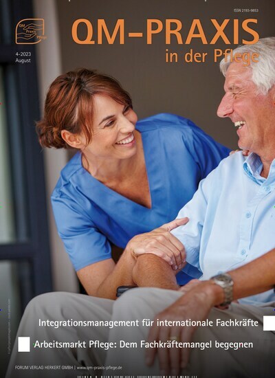 Titelbild der Ausgabe 4/2023 von QM-Praxis in der Pflege. Diese Zeitschrift und viele weitere Pflegezeitschriften und medizinische Fachzeitschriften als Abo oder epaper bei United Kiosk online kaufen.
