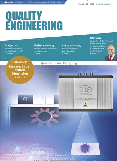 Titelbild der Ausgabe 3/2021 von Quality Engineering. Diese Zeitschrift und viele weitere Industriemagazine und Handwerkmagazine als Abo oder epaper bei United Kiosk online kaufen.