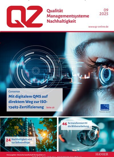 Titelbild der Ausgabe 9/2025 von QZ Qualität und Zuverlässigkeit. Diese Zeitschrift und viele weitere Industriemagazine und Handwerkmagazine als Abo oder epaper bei United Kiosk online kaufen.