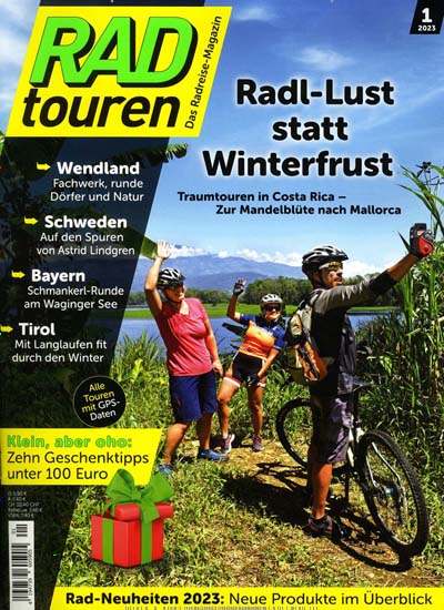 Titelbild der Ausgabe 1/2023 von Radtouren. Diese Zeitschrift und viele weitere Sportmagazine als Abo oder epaper bei United Kiosk online kaufen.