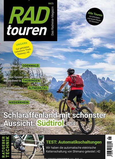 Titelbild der Ausgabe 6/2025 von Radtouren. Diese Zeitschrift und viele weitere Sportmagazine als Abo oder epaper bei United Kiosk online kaufen.