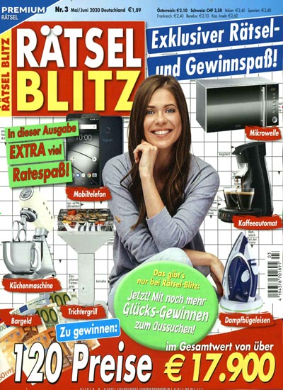 Titelbild der Ausgabe 3/2020 von Rätsel Blitz. Diese Zeitschrift und viele weitere Groschenromane und Rätselhefte als Abo oder epaper bei United Kiosk online kaufen.