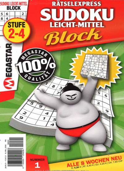 Titelbild der Ausgabe 1/2021 von Rätselexpress Sudoku Block leicht bis mittel. Diese Zeitschrift und viele weitere Groschenromane und Rätselhefte als Abo oder epaper bei United Kiosk online kaufen.