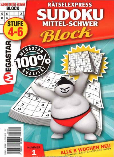 Titelbild der Ausgabe 1/2021 von Rätselexpress Sudoku Mittel-Schwer Block. Diese Zeitschrift und viele weitere Groschenromane und Rätselhefte als Abo oder epaper bei United Kiosk online kaufen.