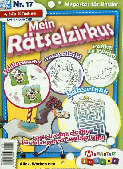 Titelbild der Ausgabe 17/2019 von Rätselzirkus Junior. Diese Zeitschrift und viele weitere Groschenromane und Rätselhefte als Abo oder epaper bei United Kiosk online kaufen.