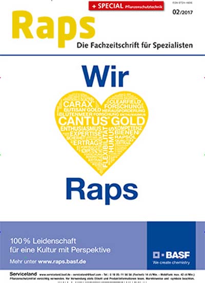 Titelbild der Ausgabe 2/2017 von Raps. Diese Zeitschrift und viele weitere Naturzeitschriften, Landwirtschaftszeitungen und Umweltmagazine als Abo oder epaper bei United Kiosk online kaufen.