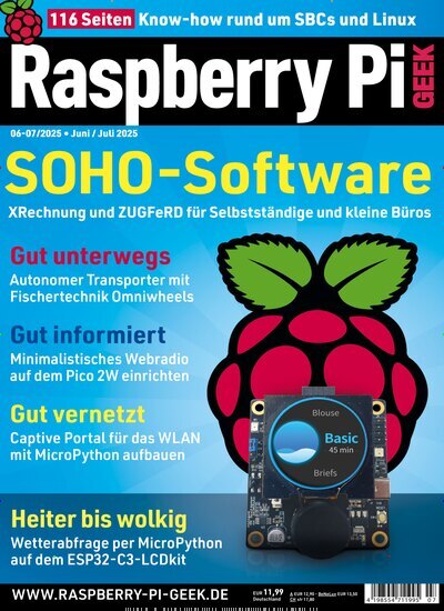Titelbild der Ausgabe 7/2025 von Raspberry Pi Geek. Diese Zeitschrift und viele weitere Computerzeitschriften, Tabletmagazine und Smartphonemagazine als Abo oder epaper bei United Kiosk online kaufen.