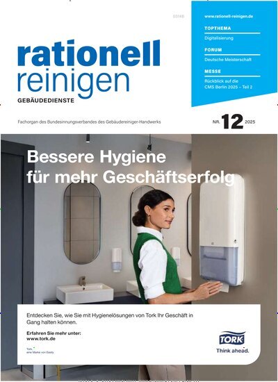 Titelbild der Ausgabe 12/2025 von rationell reinigen. Diese Zeitschrift und viele weitere Gastronomiezeitschriften, Fashionmagazine, Beautymagazine als Abo oder epaper bei United Kiosk online kaufen.