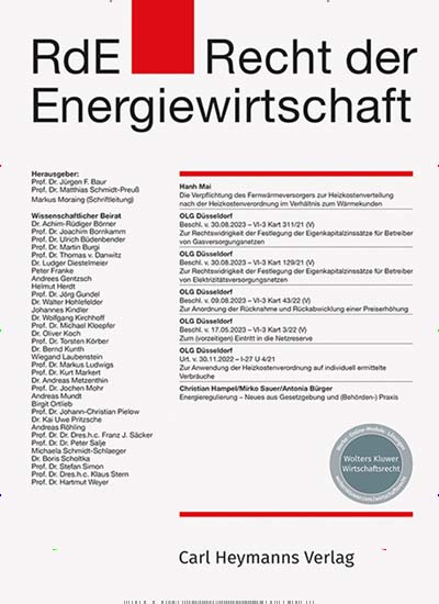 Titelbild der Ausgabe 9/2024 von RdE Recht der Energiewirtschaft. Diese Zeitschrift und viele weitere Jurazeitschriften und Zeitschriften für Verwaltung als Abo oder epaper bei United Kiosk online kaufen.