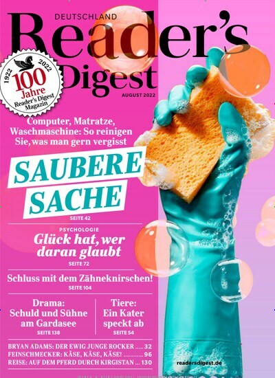 Titelbild der Ausgabe 8/2022 von Reader´s Digest Deutschland. Diese Zeitschrift und viele weitere Reisemagazine, Freizeitmagazine und Wissensmagazine als Abo oder epaper bei United Kiosk online kaufen.