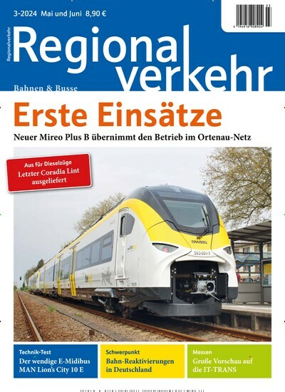 Titelbild der Ausgabe 3/2024 von Regionalverkehr. Diese Zeitschrift und viele weitere Logistikmagazine und Medienmagazine als Abo oder epaper bei United Kiosk online kaufen.