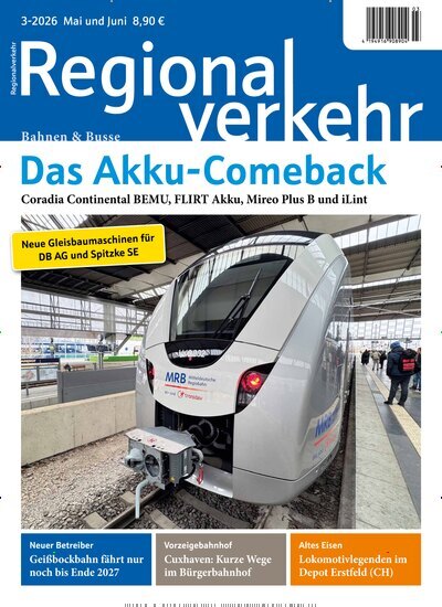 Titelbild der Ausgabe 3/2026 von Regionalverkehr. Diese Zeitschrift und viele weitere Logistikmagazine und Medienmagazine als Abo oder epaper bei United Kiosk online kaufen.