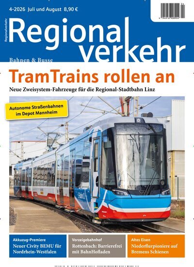 Titelbild der Ausgabe 4/2026 von Regionalverkehr. Diese Zeitschrift und viele weitere Logistikmagazine und Medienmagazine als Abo oder epaper bei United Kiosk online kaufen.