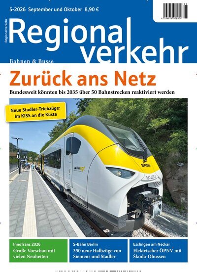 Titelbild der Ausgabe 5/2026 von Regionalverkehr. Diese Zeitschrift und viele weitere Logistikmagazine und Medienmagazine als Abo oder epaper bei United Kiosk online kaufen.