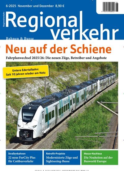 Titelbild der Ausgabe 6/2025 von Regionalverkehr. Diese Zeitschrift und viele weitere Logistikmagazine und Medienmagazine als Abo oder epaper bei United Kiosk online kaufen.
