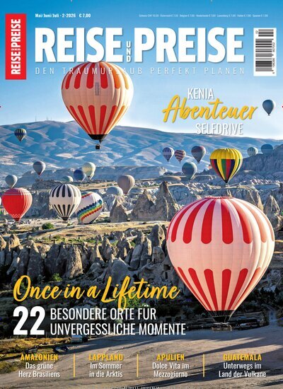 Titelbild der Ausgabe 2/2026 von REISE und PREISE. Diese Zeitschrift und viele weitere Reisemagazine, Freizeitmagazine und Wissensmagazine als Abo oder epaper bei United Kiosk online kaufen.