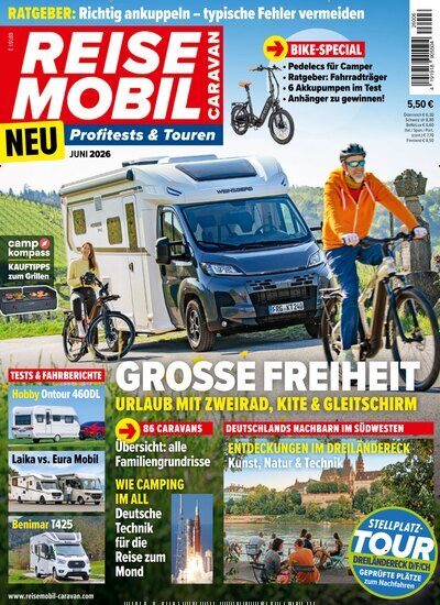 Titelbild der Ausgabe 6/2026 von Reisemobil Caravan. Diese Zeitschrift und viele weitere Automagazine und Motorradzeitschriften als Abo oder epaper bei United Kiosk online kaufen.