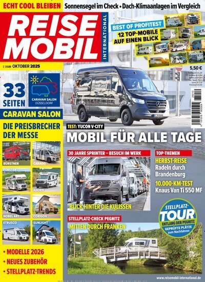 Titelbild der Ausgabe 10/2025 von Reisemobil International. Diese Zeitschrift und viele weitere Automagazine und Motorradzeitschriften als Abo oder epaper bei United Kiosk online kaufen.