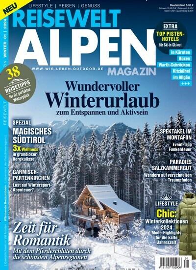 Titelbild der Ausgabe 1/2024 von Reisewelt Alpen Magazin. Diese Zeitschrift und viele weitere Reisemagazine, Freizeitmagazine und Wissensmagazine als Abo oder epaper bei United Kiosk online kaufen.