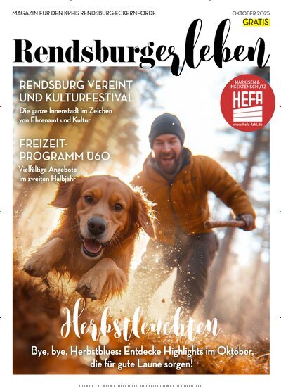 Titelbild der Ausgabe 10/2025 von RENDSBURGerleben. Diese Zeitschrift und viele weitere Lifestylemagazine und Peoplemagazine als Abo oder epaper bei United Kiosk online kaufen.