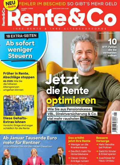 Titelbild der Ausgabe 1/2026 von Rente & Co. Diese Zeitschrift und viele weitere Wirtschaftsmagazine und Politikmagazine als Abo oder epaper bei United Kiosk online kaufen.