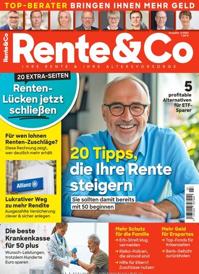 Titelbild der Ausgabe 3/2025 von Rente & Co. Diese Zeitschrift und viele weitere Wirtschaftsmagazine und Politikmagazine als Abo oder epaper bei United Kiosk online kaufen.