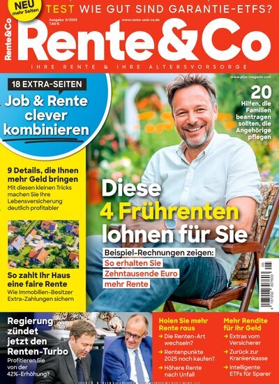 Titelbild der Ausgabe 5/2025 von Rente & Co. Diese Zeitschrift und viele weitere Wirtschaftsmagazine und Politikmagazine als Abo oder epaper bei United Kiosk online kaufen.