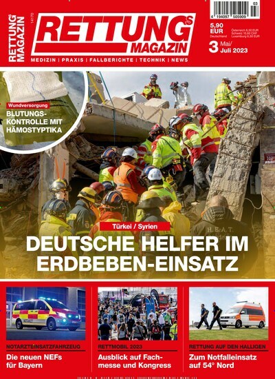 Titelbild der Ausgabe 3/2023 von Rettungsmagazin. Diese Zeitschrift und viele weitere Reisemagazine, Freizeitmagazine und Wissensmagazine als Abo oder epaper bei United Kiosk online kaufen.