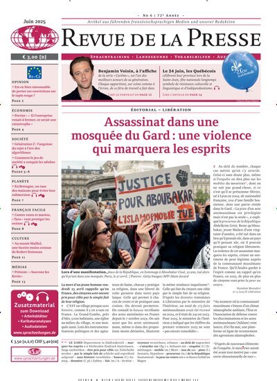 Titelbild der Ausgabe 6/2025 von Revue de la Presse. Diese Zeitschrift und viele weitere Reisemagazine, Freizeitmagazine und Wissensmagazine als Abo oder epaper bei United Kiosk online kaufen.