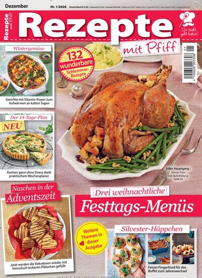 Titelbild der Ausgabe 1/2026 von Rezepte mit Pfiff. Diese Zeitschrift und viele weitere Kochzeitschriften und Backzeitschriften als Abo oder epaper bei United Kiosk online kaufen.
