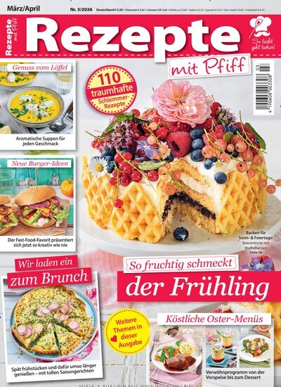 Titelbild der Ausgabe 3/2026 von Rezepte mit Pfiff. Diese Zeitschrift und viele weitere Kochzeitschriften und Backzeitschriften als Abo oder epaper bei United Kiosk online kaufen.