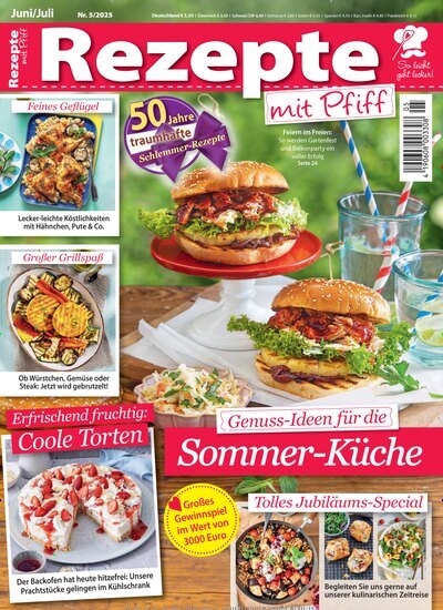 Titelbild der Ausgabe 5/2025 von Rezepte mit Pfiff. Diese Zeitschrift und viele weitere Kochzeitschriften und Backzeitschriften als Abo oder epaper bei United Kiosk online kaufen.
