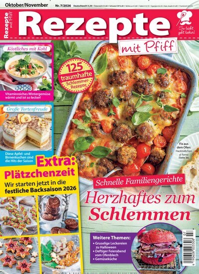 Titelbild der Ausgabe 7/2026 von Rezepte mit Pfiff. Diese Zeitschrift und viele weitere Kochzeitschriften und Backzeitschriften als Abo oder epaper bei United Kiosk online kaufen.